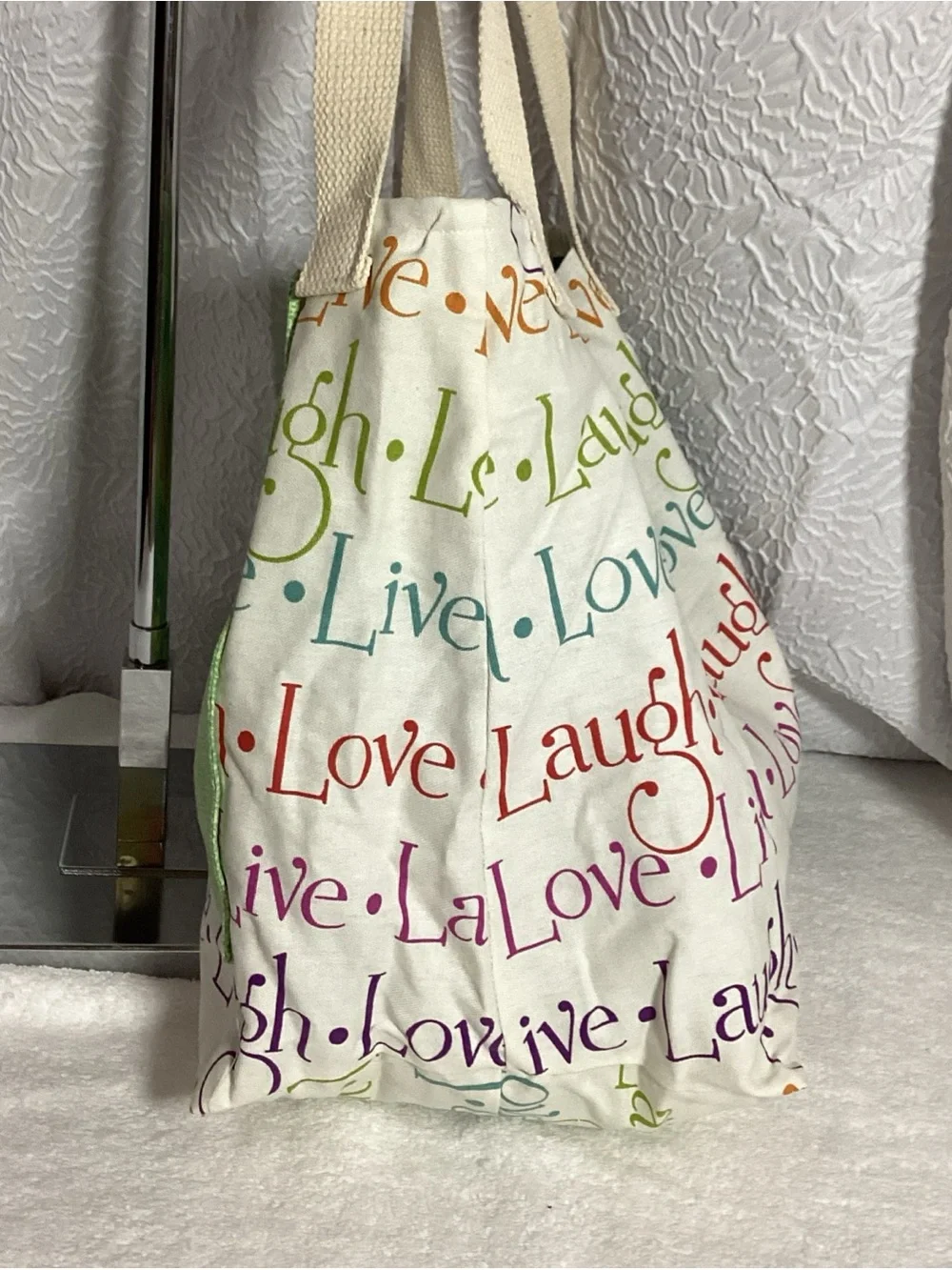 Live Laugh Love Cloth Canvas Shopper Tote “Life is Better in Flip Flops” NWOT - Picture 6 of 12